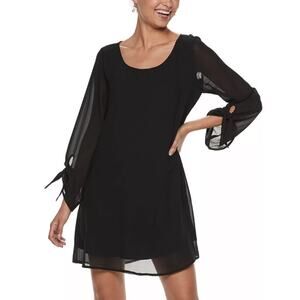 Speechless Black Lace Back Roll Tab Shift Mini Dress Juniors Medium Long Sleeve
